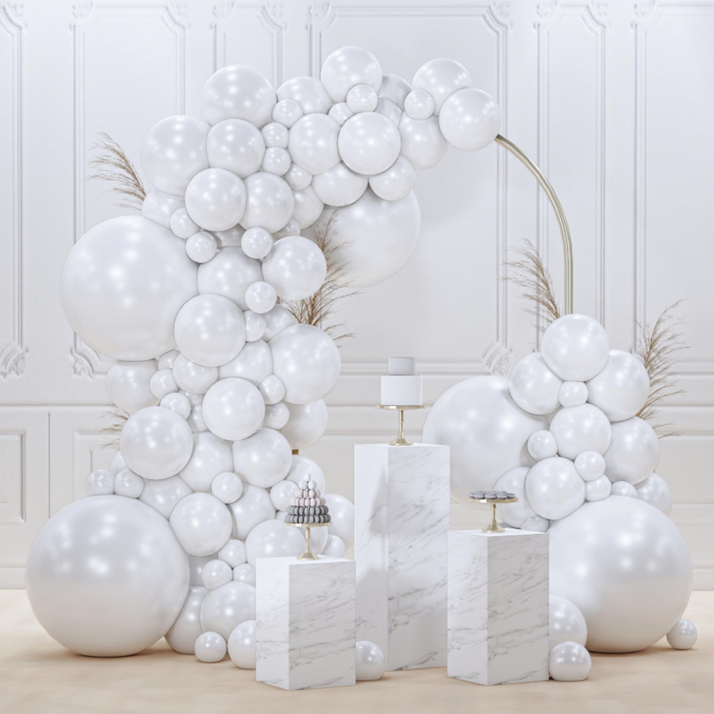 PartyWoo White Balloons 140 pcs Different Sizes of 18 12 10 5 Inch White Balloons Arch Kit Garland for Wedding Baby Shower Birthday Bridal Shower Graduation Engagement Party Decorations White-Y13