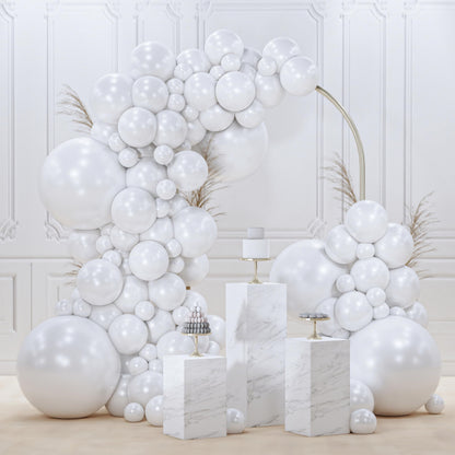 PartyWoo White Balloons 140 pcs Different Sizes of 18 12 10 5 Inch White Balloons Arch Kit Garland for Wedding Baby Shower Birthday Bridal Shower Graduation Engagement Party Decorations White-Y13