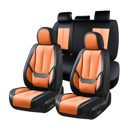 Coverado Car Seat Covers 5 Pieces, Full Set Universal Seat Covers for Cars, Waterproof Nappa Leather Auto Seat Protectors with Head Pillow, Car Interiors Fit for Most Sedans SUV Pick-up Truck, Black
