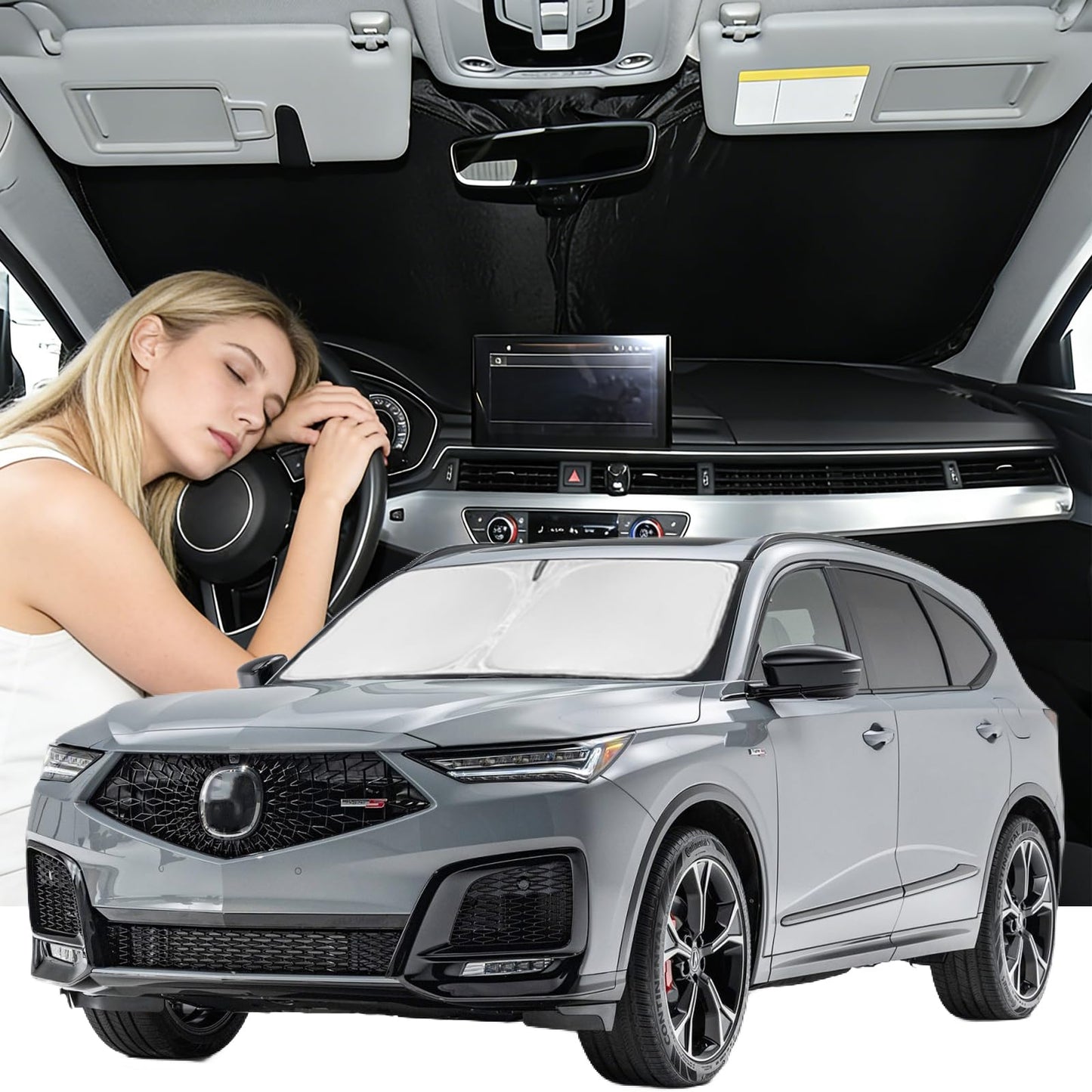 for Toyota Tacoma 2016-2023 2024 2025 2026 Sun Shade Sunshade Windshield Cover - 4 Layers Front Window Shade Custom Fit Tacoma 2Dr 4Dr Pickup Sun Visor 240T Shade Blocks UV Rays Car Accessories