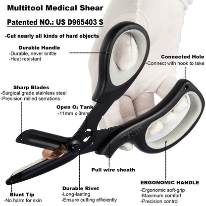 MEUUT 2 Pack Medical Scissors Trauma Shears for Left and Right Hand -Patented Bandage Scissors All Purpose with Non-Stick Blades, Surgical Grade Shears Stainless Steel EMT Scissors for Nurses EMT