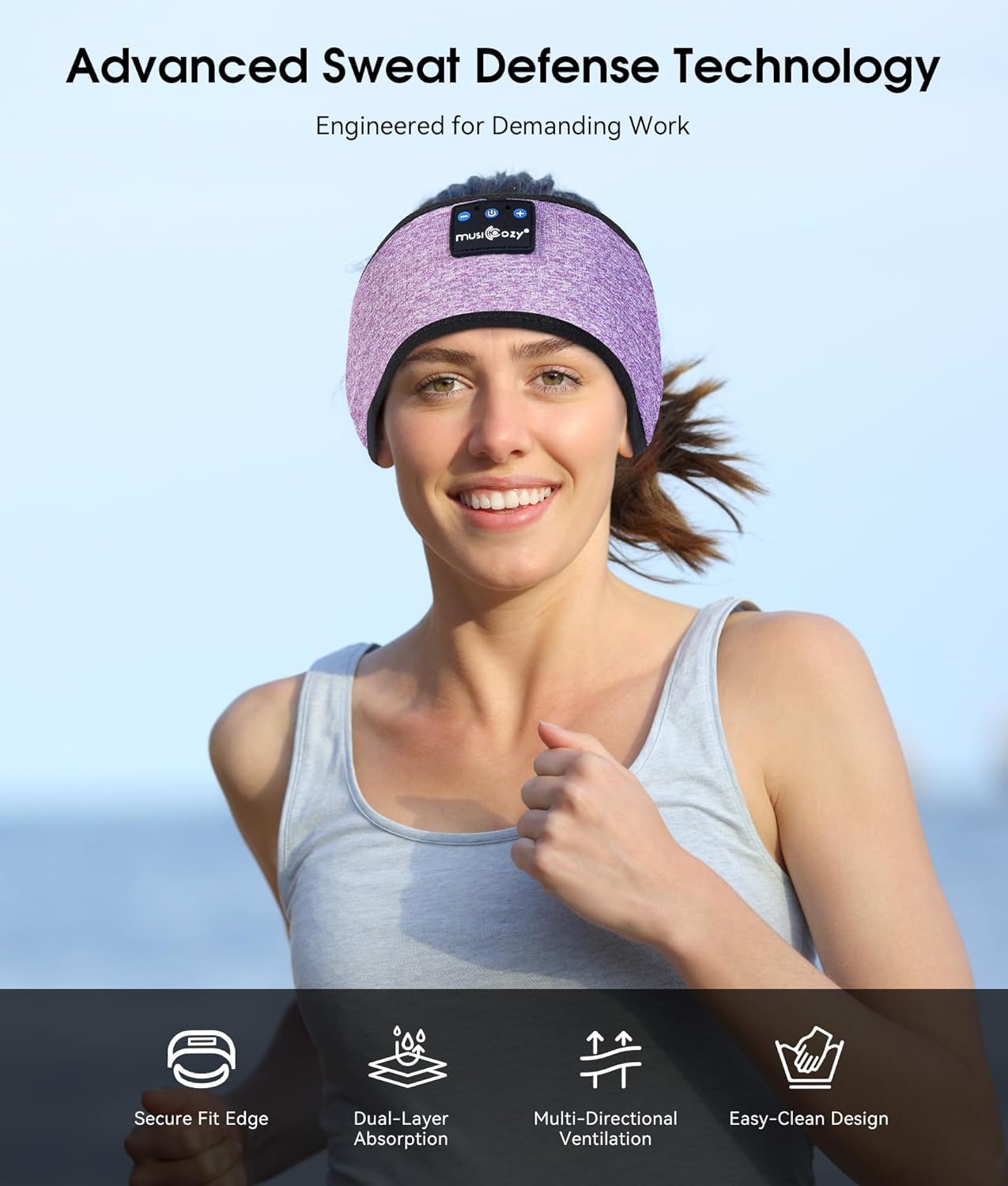 MUSICOZY Bluetooth 5.4 Schlaf-Kopfhörer-Stirnband, kabellose Schlaf-Kopfhörer-Schlafmaske Ohrhörer IPX6 wasserdicht für Seitenschläfer, Training, Laufen, Schlaflosigkeit, Reisen, Yoga, coole Tech-Gadgets, einzigartiges Geschenk