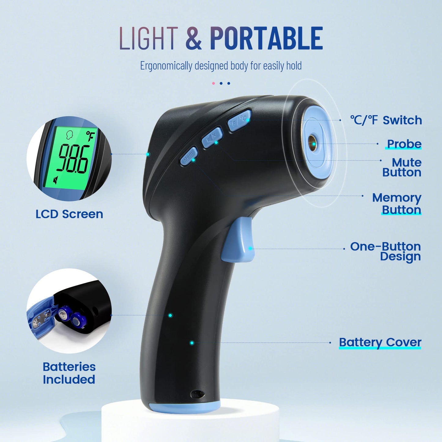 Forehead Thermometer for Adults and Kids, Digital Baby Thermometer with Fever Alarm, Fast Accurate Results, Home Medical & Nurse Essentials