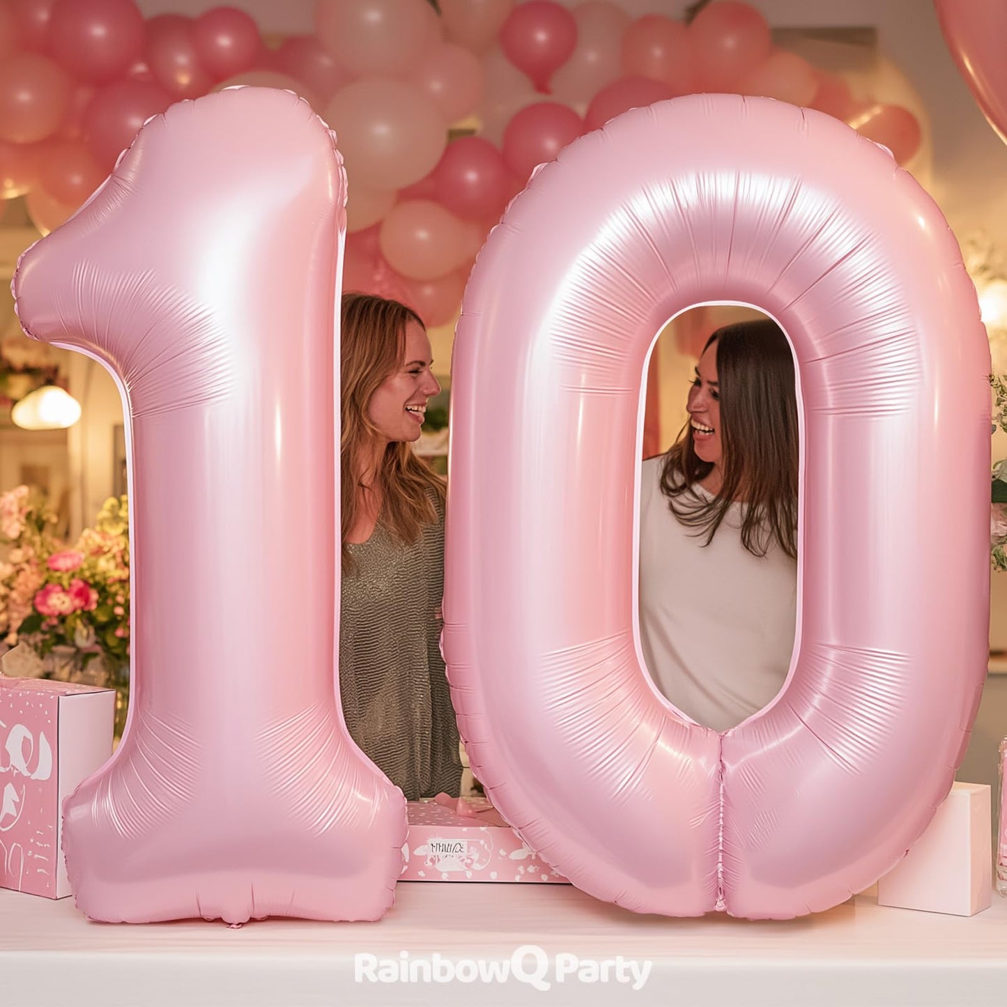 RainbowQ Party 1 Ballon Nummer 40 Zoll für Jungen oder Mädchen Groß Rosa 0-9 Folien-Mylar Großer 1 Zahlenballon Alles Gute zum 1. Geburtstag Party Jubiläumsdekorationen Zubehör