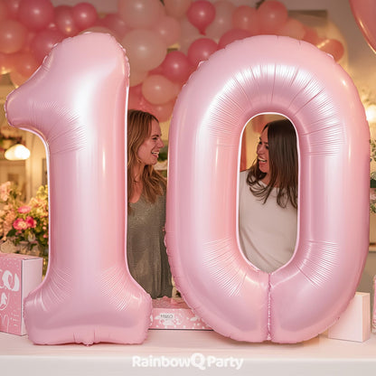 RainbowQ Party 1 Ballon Nummer 40 Zoll für Jungen oder Mädchen Groß Rosa 0-9 Folien-Mylar Großer 1 Zahlenballon Alles Gute zum 1. Geburtstag Party Jubiläumsdekorationen Zubehör
