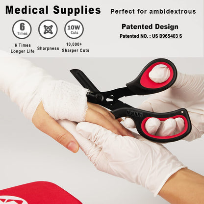 MEUUT 2 Pack Medical Scissors Trauma Shears for Left and Right Hand -Patented Bandage Scissors All Purpose with Non-Stick Blades, Surgical Grade Shears Stainless Steel EMT Scissors for Nurses EMT