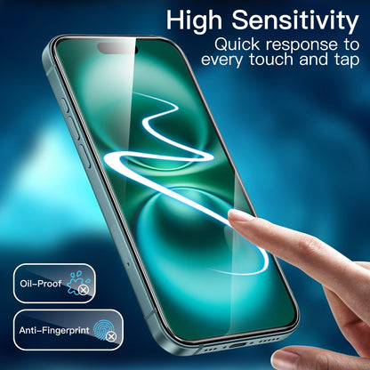JETech Displayschutzfolie für iPhone 16 6,1 Zoll, gehärtetes Glas mit einfachem Installationstool, Case-Friendly, HD Klar, 3 Stück