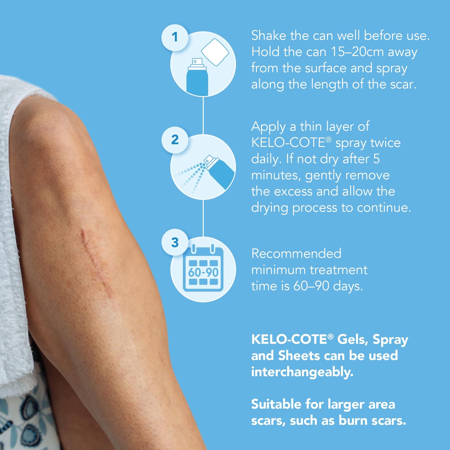 KELO-COTE Scar Spray 100ml – Silicone Scar Treatment - Clinically Proven to Reduce Raised Scars - Ideal for Surgical, Burn, and Keloid Scars - Old & New Scars