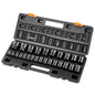 VEVOR 91-Piece 1/2" Drive Impact Socket Set, SAE (5/16" to 1-1/4") & Metric (8 to 32 mm), CR-V, Deep & Shallow, 6 Point, Ratchet Handle, Universal Joint, Adapters, Extension Bars (3, 5, 10 in)