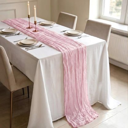 3 Pack Light Pink Cheesecloth Table Runner - Perfect for Boho Chic Decor