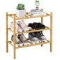 ROMGUAR CRAFT 3 Tier Bamboo Shoe Rack for Closet Free Standing Wood Shoe Shelf Storage Organizer for Entryway Small Space Stackable 27"x11"x20" (Natural)