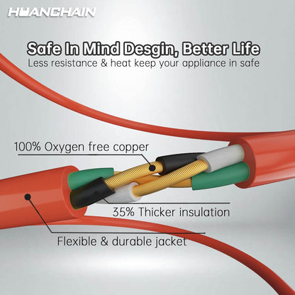 HUANCHAIN Indoor Outdoor Black Extension Cord 25 ft Waterproof, 16/3 Gauge Flexible Cold-Resistant Appliance Cable Outside, 13A 1625W 16AWG SJTW, 3 Prong Electric Cord, ETL