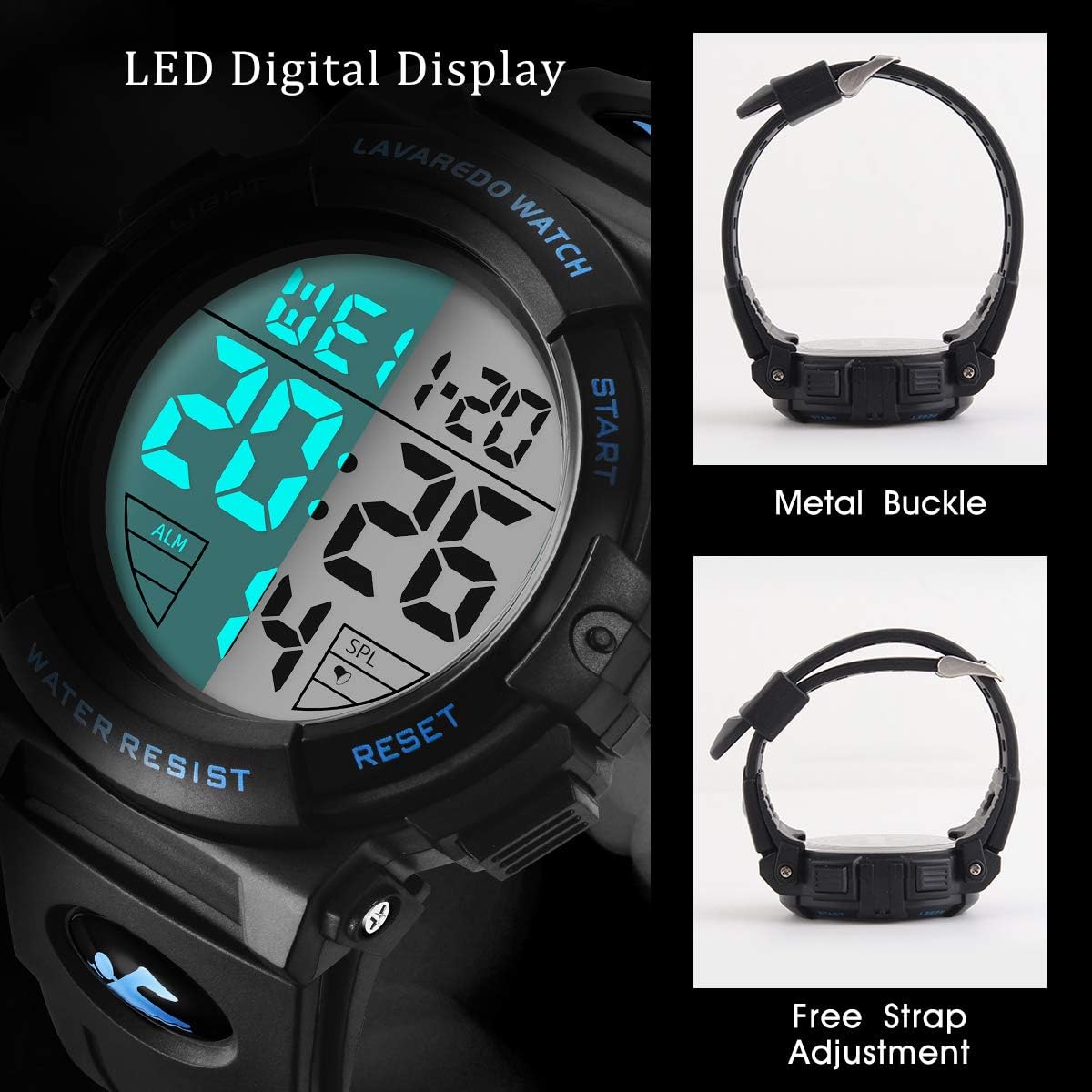 Herren Digitaluhr, Sportuhren für Männer Outdoor Militär Digital Analog Stoppuhr Wasserdicht Multifunktionale Armbanduhr