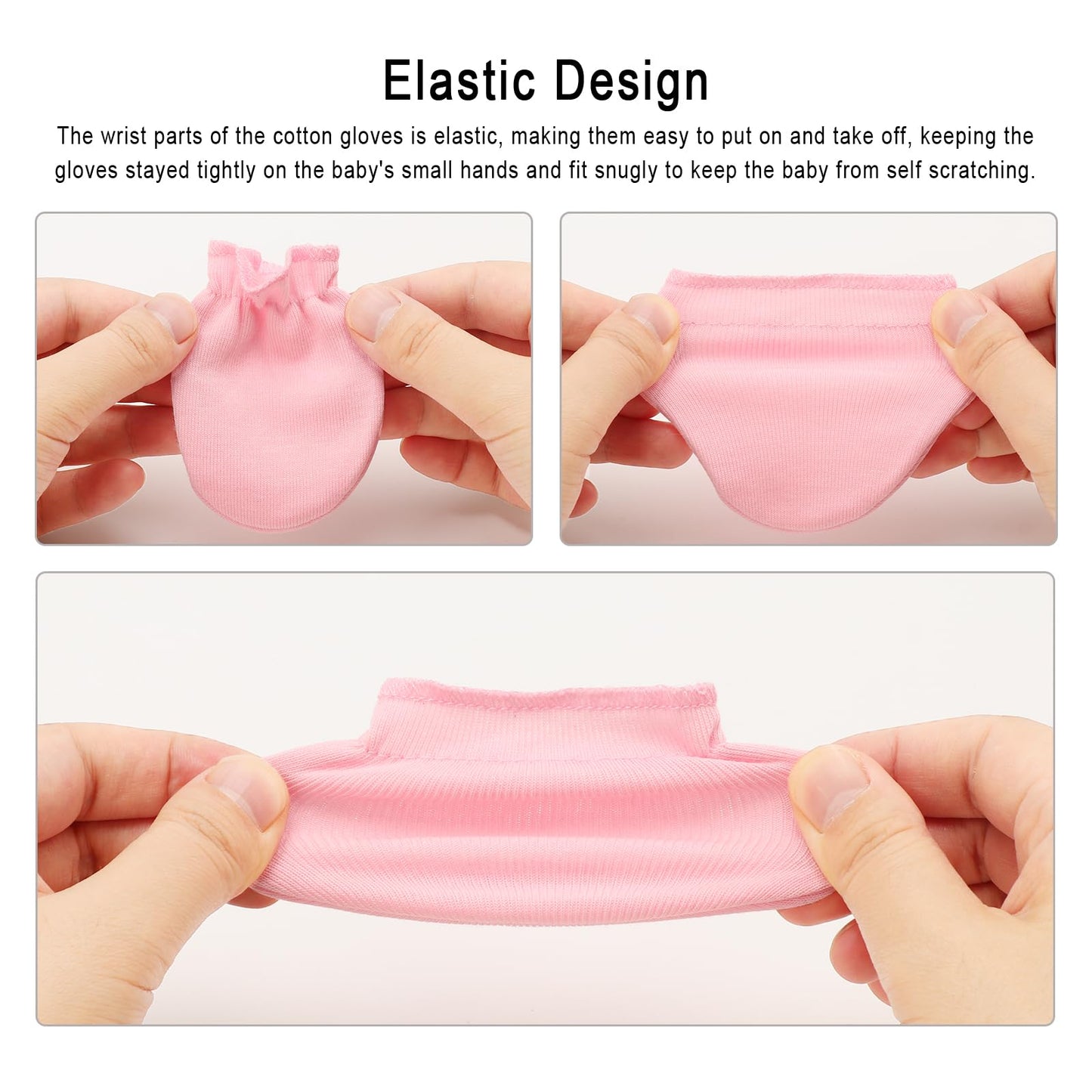 BQUBO Baby Fäustlinge Kratzschutz Handschuhe aus Baumwolle mit elastischem Bündchen Hypoallergen für Neugeborene und Babys von 0-6 Monaten Jungen und Mädchen