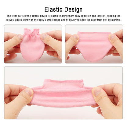 BQUBO Baby Fäustlinge Kratzschutz Handschuhe aus Baumwolle mit elastischem Bündchen Hypoallergen für Neugeborene und Babys von 0-6 Monaten Jungen und Mädchen