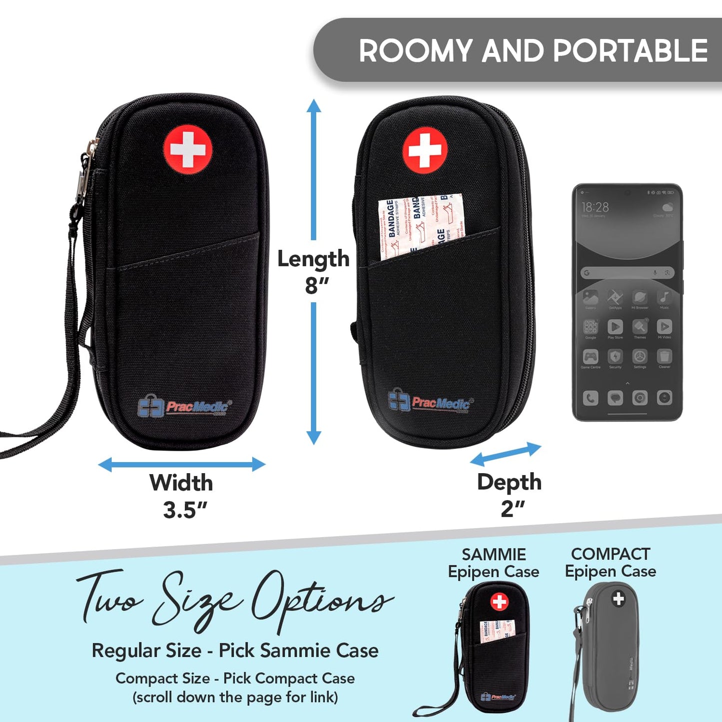 PracMedic Bags Epipen Carry Case– Insulated Epi Pens Carrying Case for Epipens, Auvi-Q, Inhaler, Allergy Medication & Diabetes Supply– Durable Emergency Medical Pouch for Travel (Red)