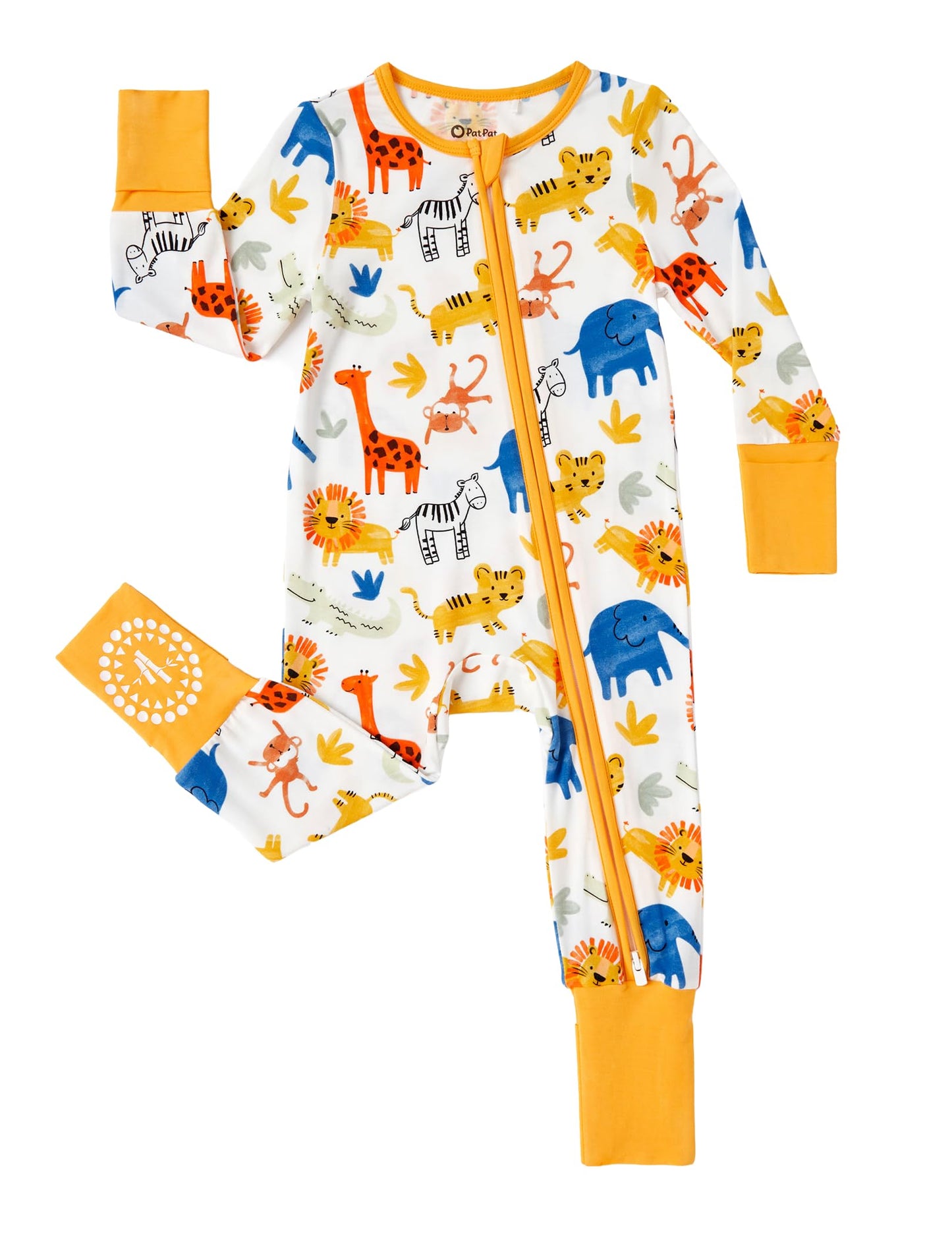 PATPAT Baby Footies Boys Girls - Bamboo Viscose - Zipper & Non-Slip Soles Romper Mitten - Footed & Footless Infant Clothes