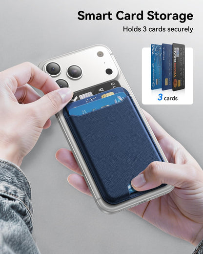 für MagSafe Wallet, 3 Kartenfächer, magnetische schlanke Handy-Geldbörse für iPhone 17/16/15/14/13/12 Pro Max Plus Air Serie, RFID-blockierendes veganes Leder, Schwarz