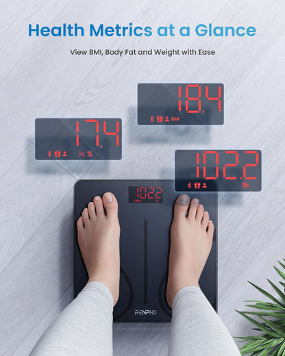 RENPHO Smart-Waage für Körpergewicht, FSA- und HSA-berechtigt, Digitale Badezimmerwaage BMI Waage Bluetooth Körperfettwaage, Körperanalysewaage Gesundheitsanalysator mit Smartphone-App, 400 lbs - Elis 1