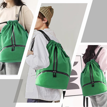 Hoedia Sports-Kordelzugrucksack – Schwimm-Turnbeutel mit Schuhfach und wasserdichter Tasche für Damen und Herren