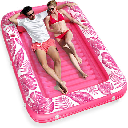Jasonwell 4 in 1 Inflatable Tanning Pool Lounger Float - Sunbathing Lounge Floatie Raft Toys, Water Filled Tanning Bed Mat Pad Blow Up Kiddie Pool with Ball Pit for Adult, Kids (L)