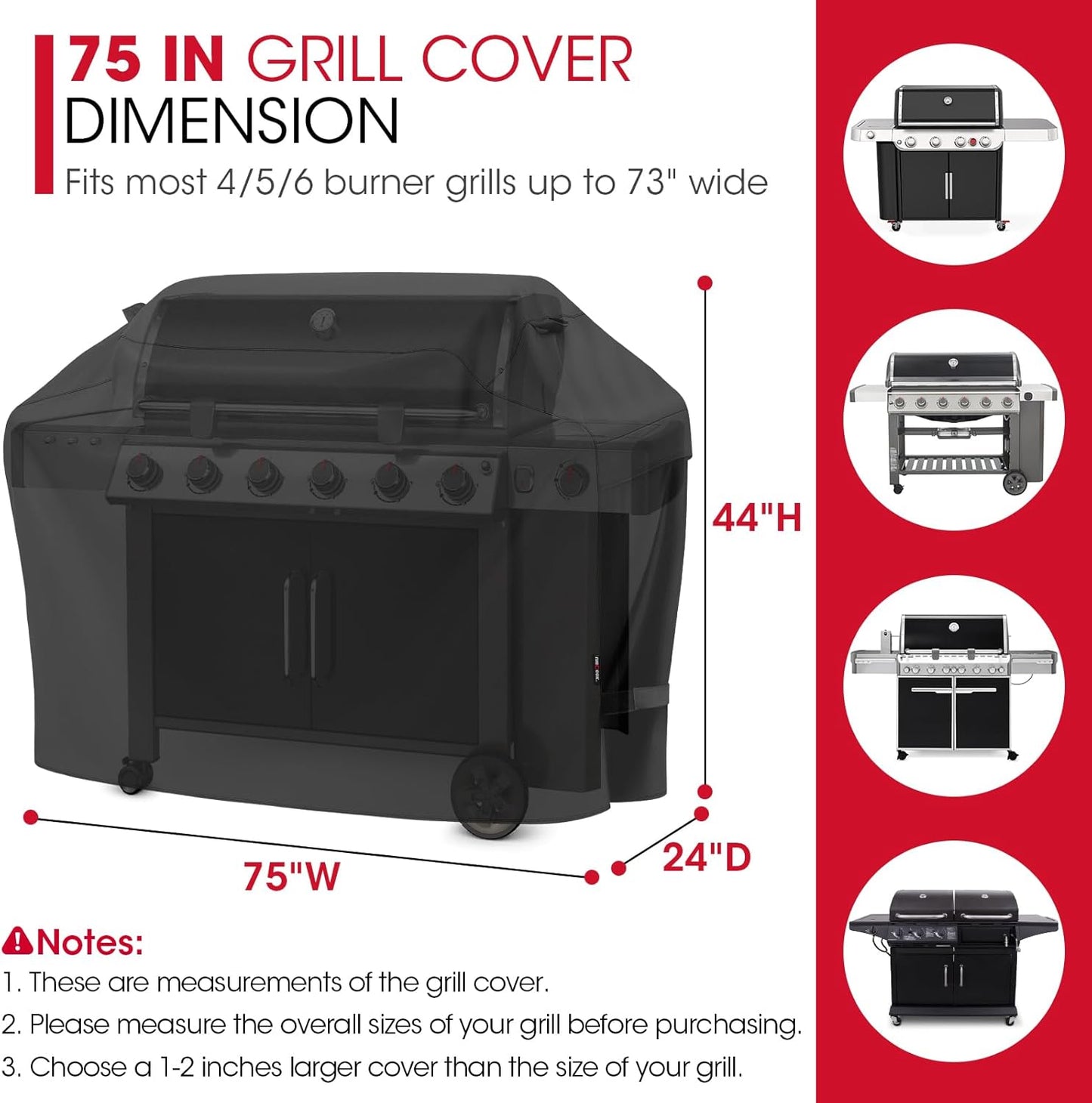 UNICOOK BBQ Abdeckung 60 Zoll, Hochleistungs-Wasserdichte Grillabdeckung, Spezielle Licht- und UV-beständige Outdoor-Grillabdeckung, Grillzubehör Kompatibel mit Weber Char-Broil Nexgrill und mehr