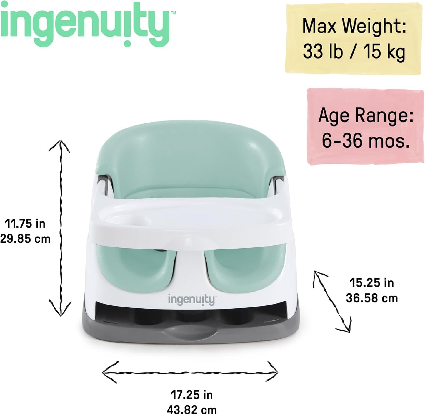 Ingenuity Baby Base 2-in-1 Sitzerhöhung mit Esstablett – Night Sky