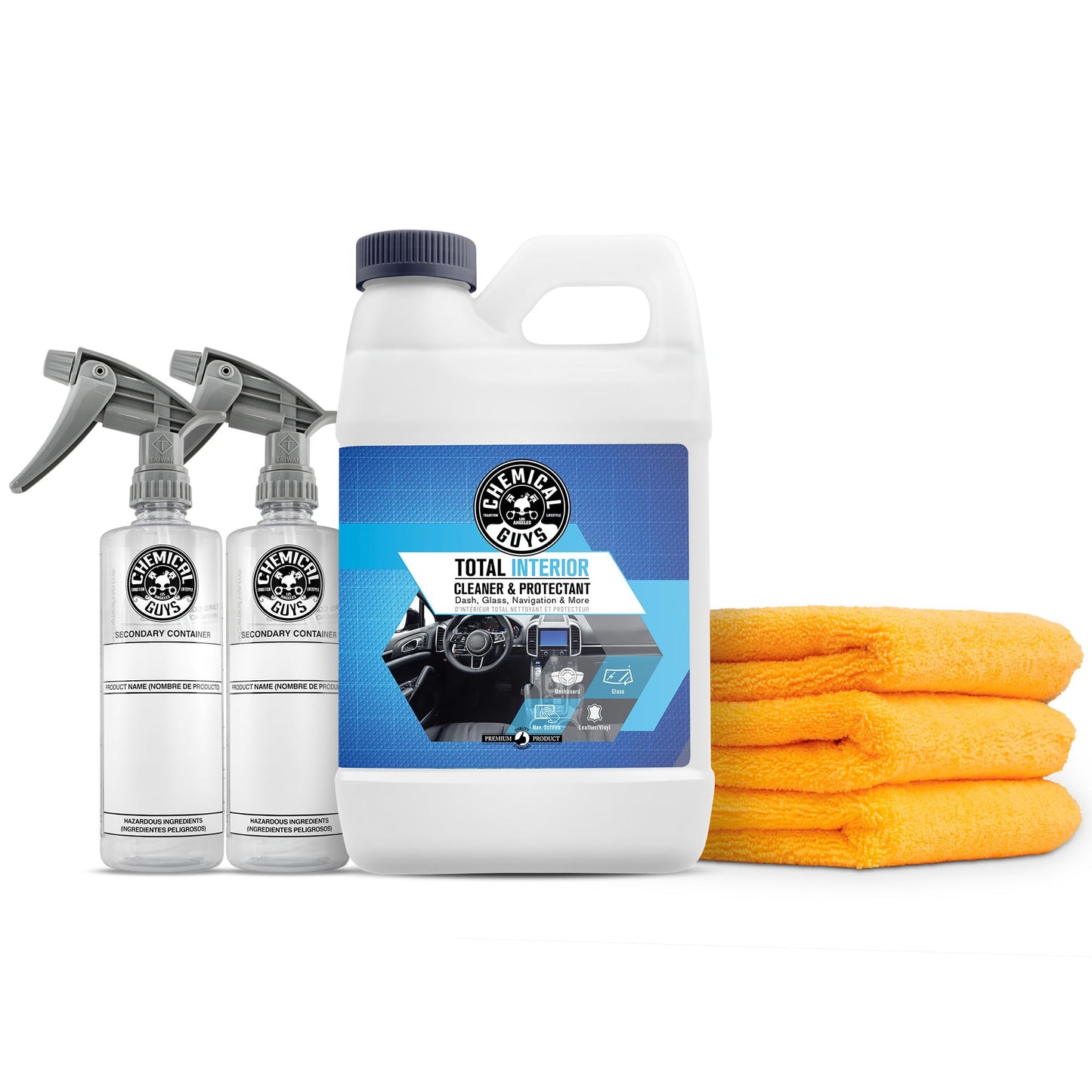 Chemical Guys Total Interior Cleaner & Protectant Interior Cleaner, Cleans & Protects Leather, Vinyl, Plastic, Rubber, Glass with a Streak-Free Finish — Cars, Trucks, SUVs, RVs, 16 oz