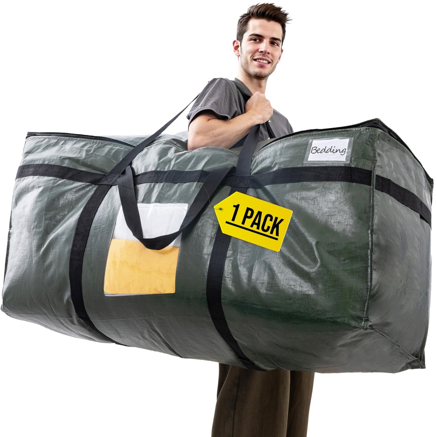 TAILI 69 Gallon Extra Large Storage Bags, XXL Blue Heavy Duty Moving Bags For Storage with Visible Window, Wrap Around Handles, Totes for Space Saving, Alternative to Moving Boxes (2 Pack)