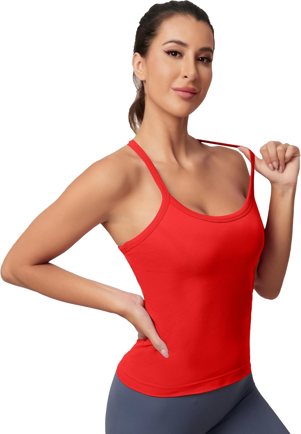 MathCat Workout Tank Tops für Damen mit integriertem BH, ärmellose Gym Tops Nahtlose Racerback Athletic Yoga Shirts