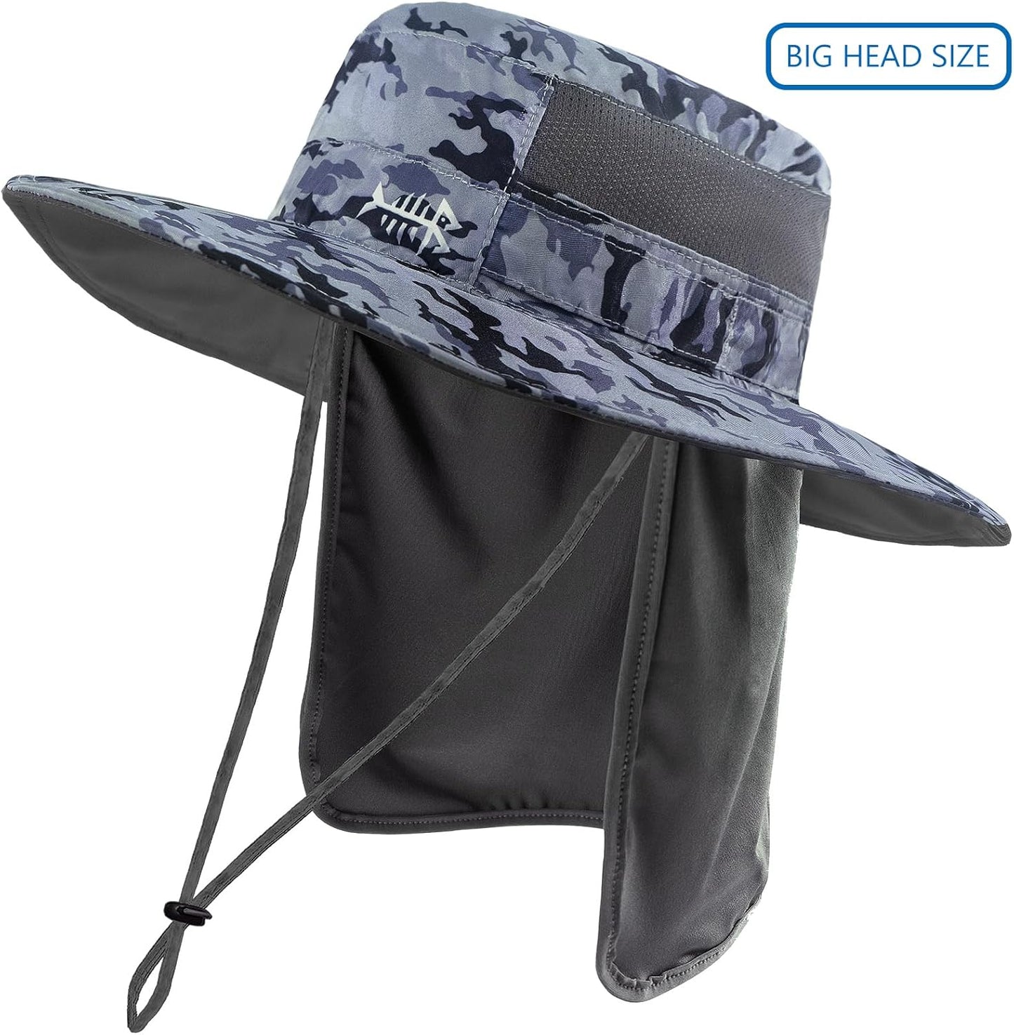 Bassdash UPF 50+ Sonnenhut zum Angeln, wasserabweisend, mit abnehmbarem Nackenschutz, große Größe