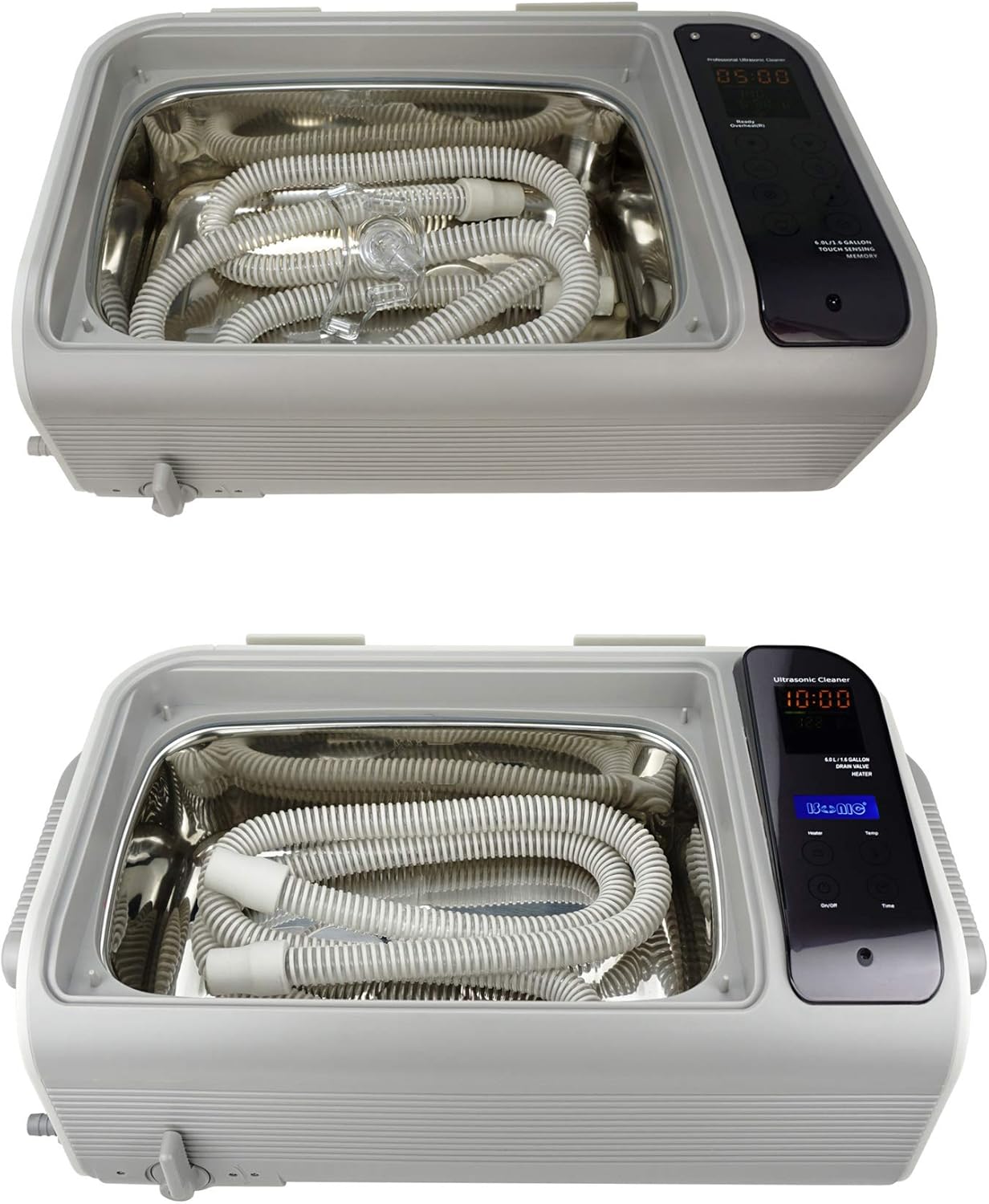 iSonic Ultrasonic CPAP Deep Cleaner P4862-CPAP or P4861-CPAP (Large), 1.6Gal/6L, 110V for North America, with SS. Weight Bracket, Cleaning Tablet, Beige, 1.6 Gallon