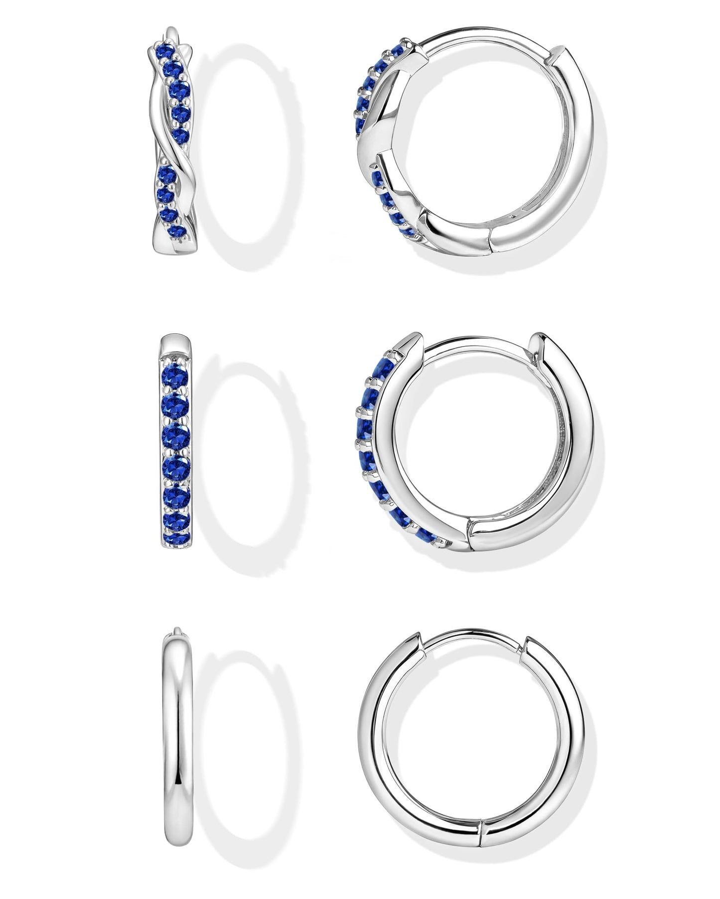 Inerney 14K Gold Plated Huggie Hoop Earrings for Women, Small Sterling Silver Earring Set Hypoallergenic Cartilage Helix Stacks, Mini Dainty Cute Trendy Birthstone Jewelry Gift for Multiple Piercings