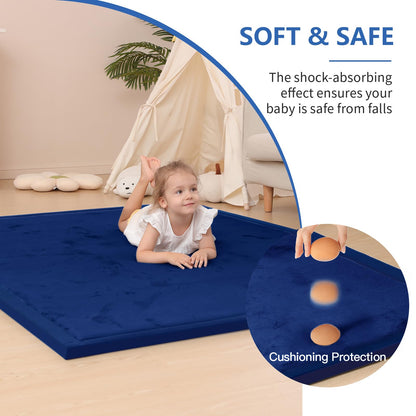Huloo Sleep Ultra Soft Baby Spielmatte für den Boden, 3,3 cm dicke Elasti-Foam 127x127 cm Laufgittermatte für Kleinkinder, rutschfeste Rückseite, sicher zum Krabbeln und für die Bauchlage, Tatami-Stil (Dunkelgrau)