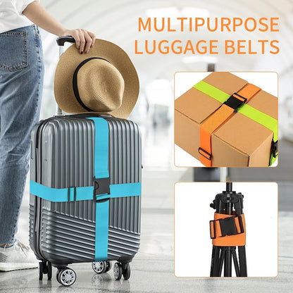 BILIONE 4er-Pack Gepäckgurte | 79 Zoll lange Gurte sichern den Koffer auf Reisen, TSA-zugelassenes Premium-Zubehör zum Anbringen einer zusätzlichen Tasche für den Reisegepäckverschluss (Blau+Orange+Grün+Pink)