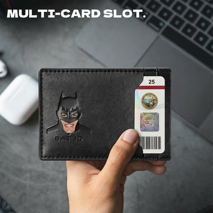 AMARONE Leather Bat Wallet, Superhero Card Holder with Multiple Card Slots, Face Eyes Cutout Card Holder, Personalized ID Wallet