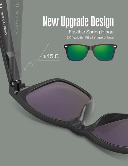 LUENX Polarisierte Sonnenbrillen für Herren und Damen, quadratische Fassung – UV-400-Schutz, 54 mm