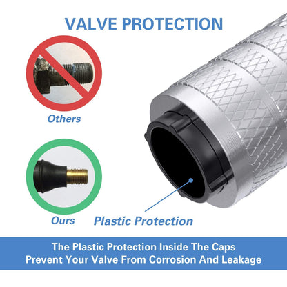 CKAuto Tire Valve Stem Cap, Black, 4 pcs/Pack, Anodized Aluminum Valve Stem Cap Set, Corrosion Resistant, Ideal for Cars, Trucks, and Bicycles