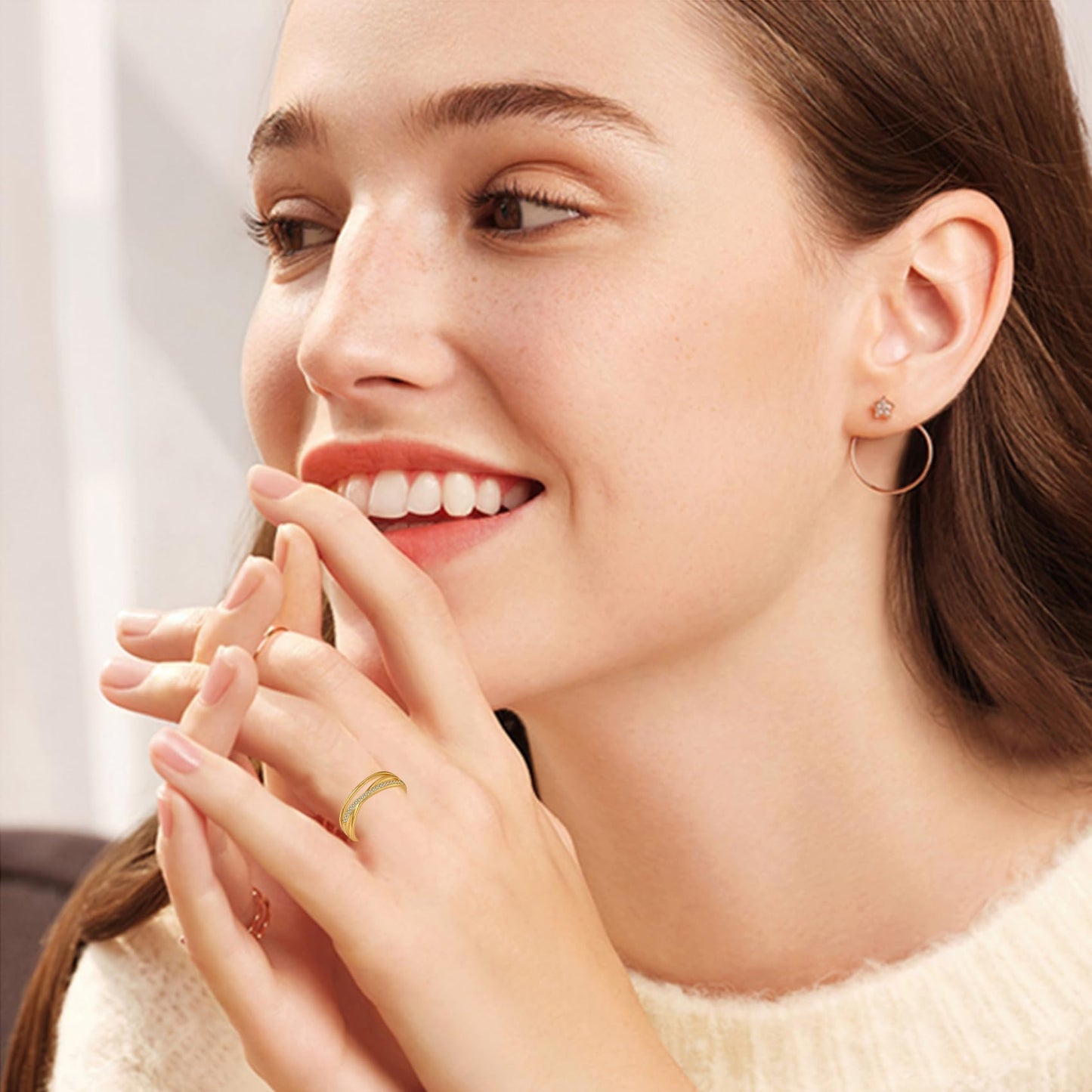 OOOPEL Sterlingsilber Verstellbarer Ring S925 Silberringe für Frauen Zirkonia Twist Liebesknoten Zarter Ring Silber Minimalistischer Offener Fingerring Silber Daumen Sterlingsilberring