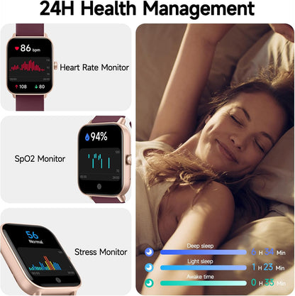 Smartwatch für Herren Damen (Anrufe entgegennehmen/tätigen), Alexa-Smartwatch kompatibel mit Android iOS, Fitness-Tracker mit Herzfrequenz-SpO2-Schlafmonitor, 1,8 Zoll HD DIY Zifferblatt Wasserdichte Uhr mit Bluetooth-Anruffunktion