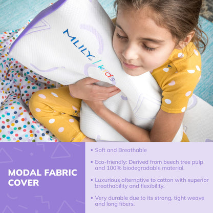 MLILY Kids Pillow for Sleeping, Adjustable Kids Memory Foam Pillow for Bed Set, Breathable and Cooling Pillows for Kids Boy Girl, CertiPUR-US Certified, 12x20 Inch, Blue