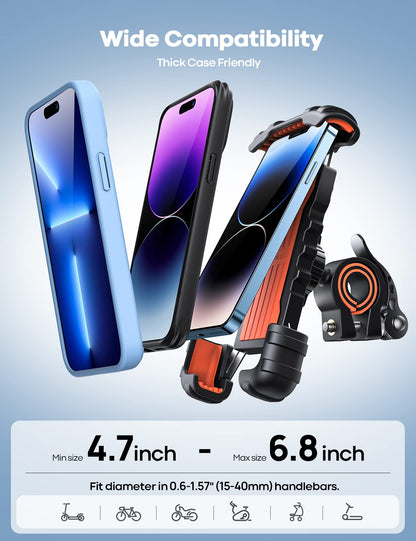 Fahrrad Handyhalterung, Motorrad Handyhalter - Lamicall Motorrad Fahrrad Handyhalterung Lenker, Fahrradhalterung für iPhone 16 17 Pro Max S25 Ultra, 4.7-6.8" Smartphone, Geschenke für Männer Frauen