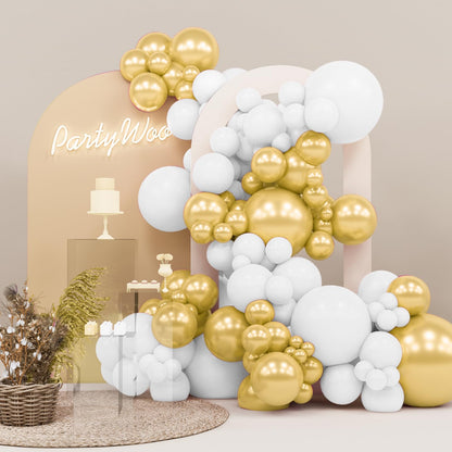 PartyWoo White Balloons 140 pcs Different Sizes of 18 12 10 5 Inch White Balloons Arch Kit Garland for Wedding Baby Shower Birthday Bridal Shower Graduation Engagement Party Decorations White-Y13