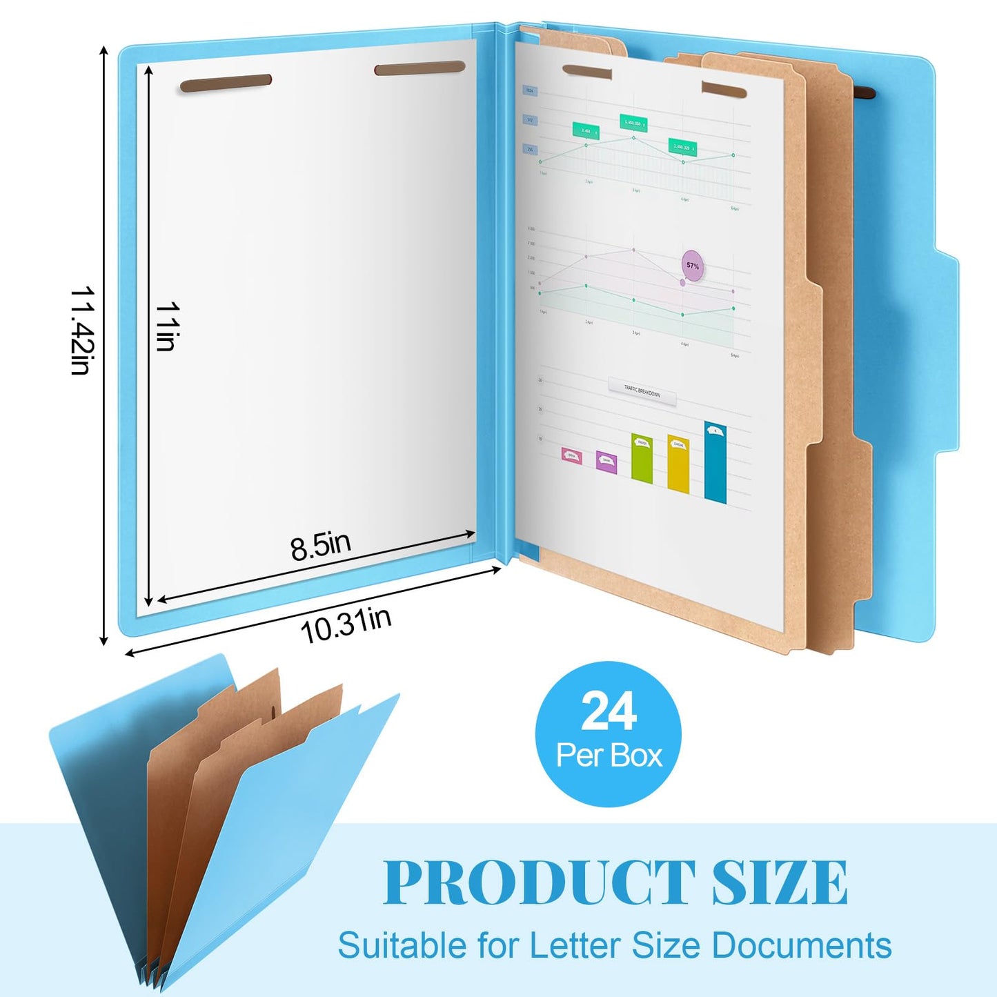 Skyygemm 24 Pcs Classification Folders Letter Size Bulk - 2 Dividers Pressboard File Folder with 3. 5 Inch Expansion, 2 Prongs Fastener, Heavy Duty Office File Organizer for Teacher Medical (Yellow)