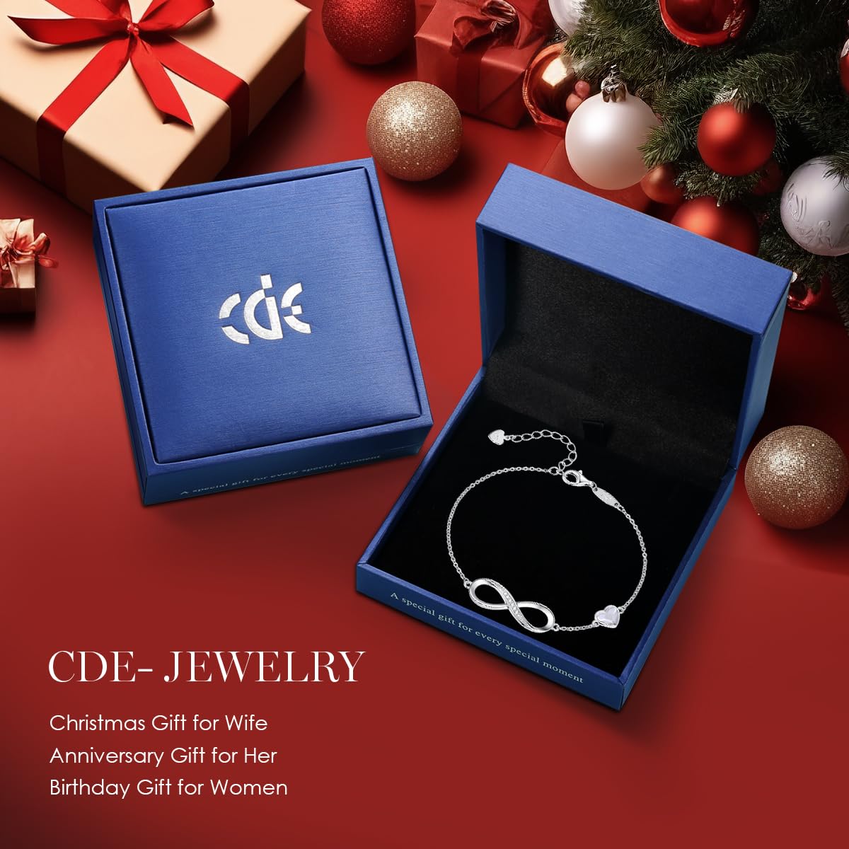 CDE Valentinstagsgeschenk Infinity Herz Geburtsstein Charm Gliederarmband für Damen 925 Sterling Silber Verstellbares Muttertags- Weihnachtsgeschenk Jubiläums- Geburtstags-Schmuck für Ehefrau Freundin Sie