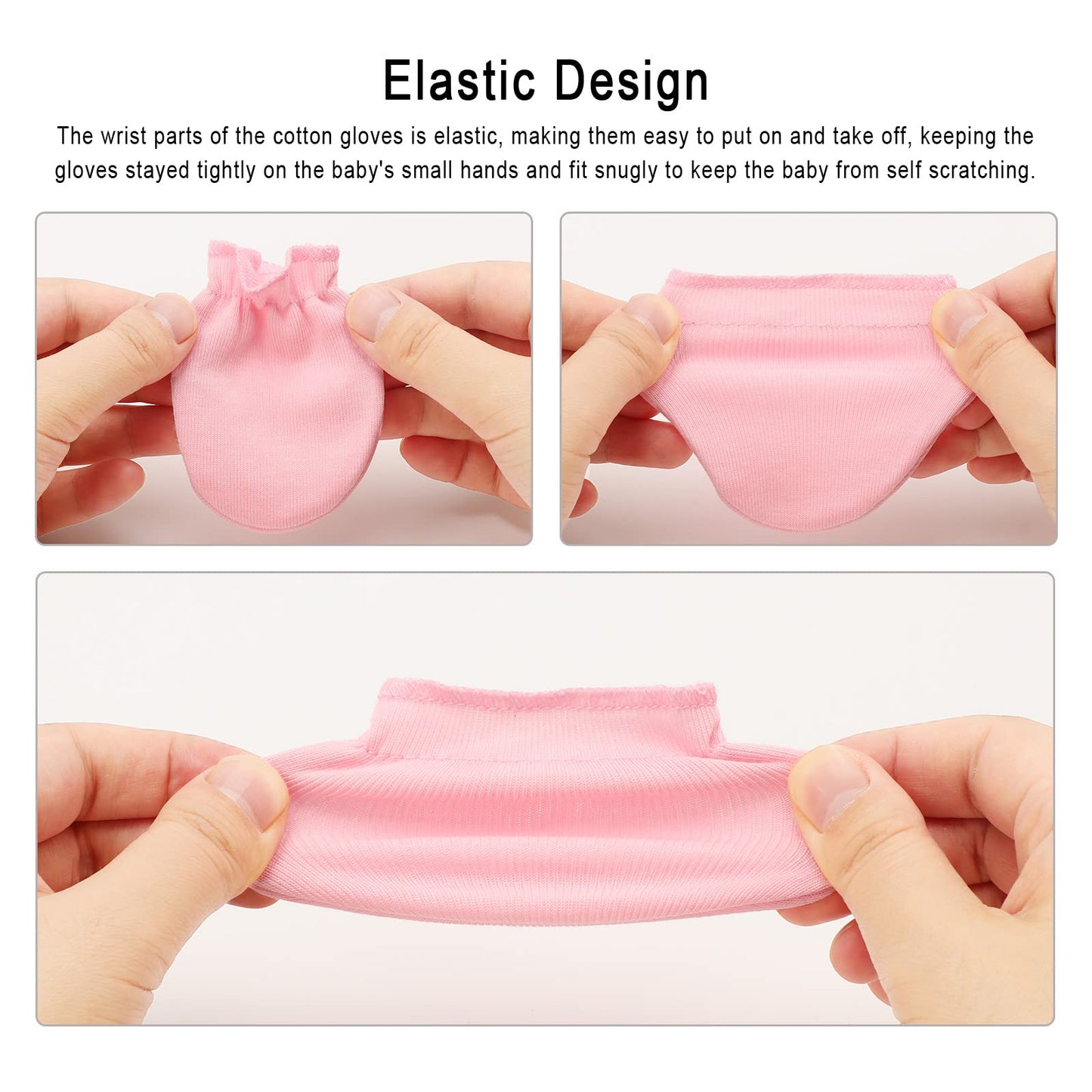 BQUBO Baby Fäustlinge Kratzschutz Handschuhe aus Baumwolle mit elastischem Bündchen Hypoallergen für Neugeborene und Babys von 0-6 Monaten Jungen und Mädchen