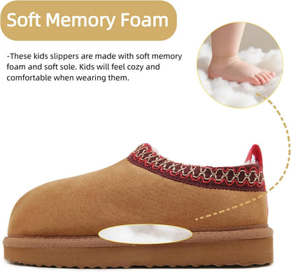 SMajong Kinder Hausschuhe Plüsch Warm Mädchen Flauschige Hausschuhe Jungen Plateau Pantoffeln Slip-on Schuhe Winter Innen Außen