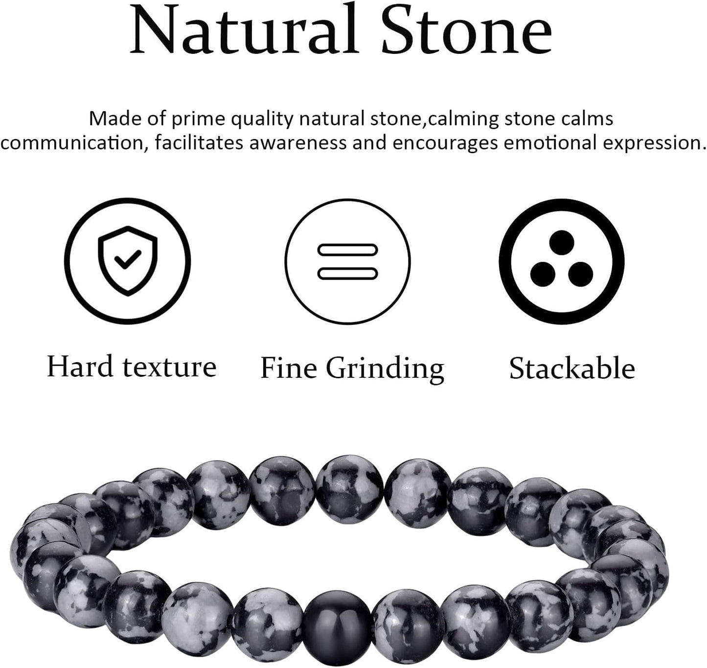Tigerauge Armband für Herren 8MM Natursteinperlen Armband Set Stretch Lava Stein Armbänder Verstellbares Schwarzes Kristallperlenarmband für Herren Damen Geschenke