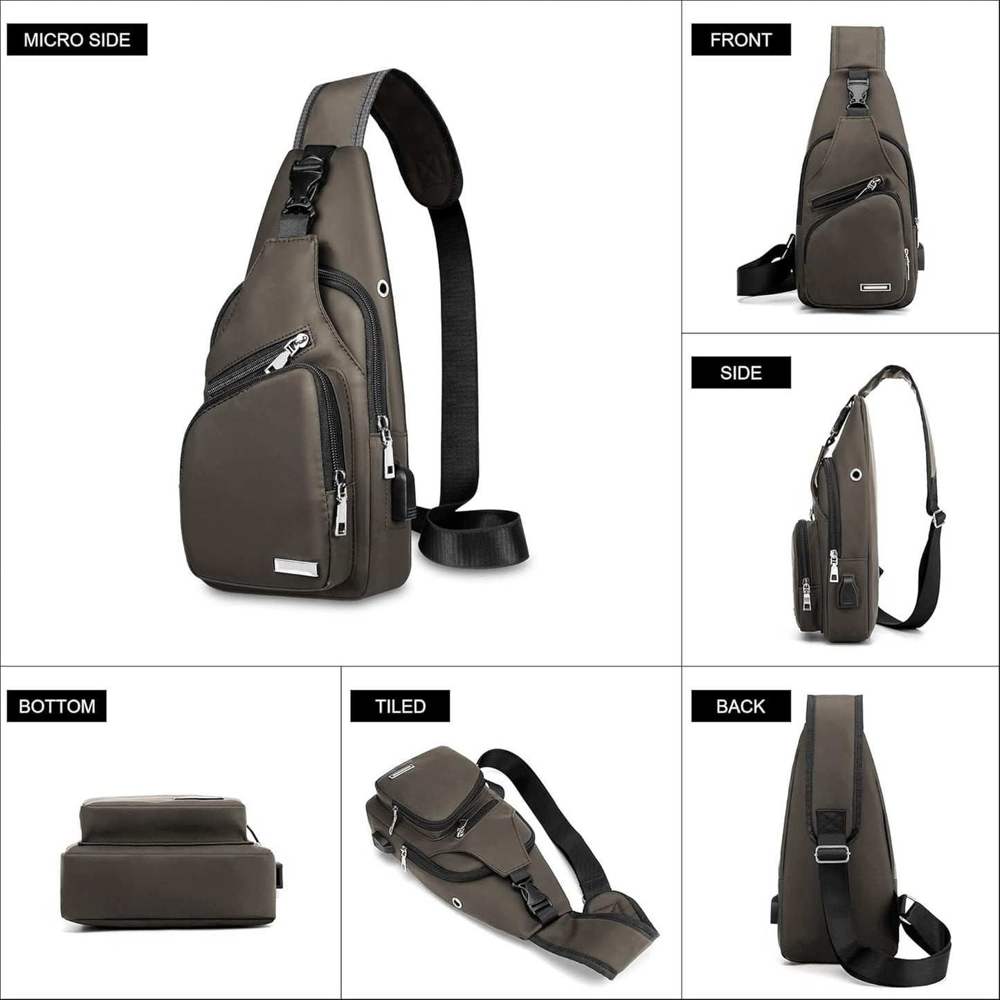 Wasserdichte Sling Bag Umhängetasche für Herren Damen Sling Rucksack Wanderrucksack Mehrzweck Cross Body Brusttasche