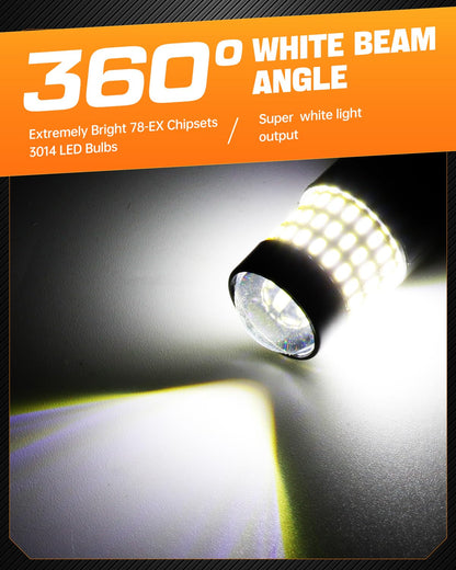 LUYED 3157 LED Bulbs Reverse Light Xenon White 1800 Lumens Super Bright 78 SMD 3056 3156 3057 4157 LED Bulbs,Used for Back Up Reverse Lights,Brake Lights,Tail Lights,Turn Signal Lights,Pack of 2